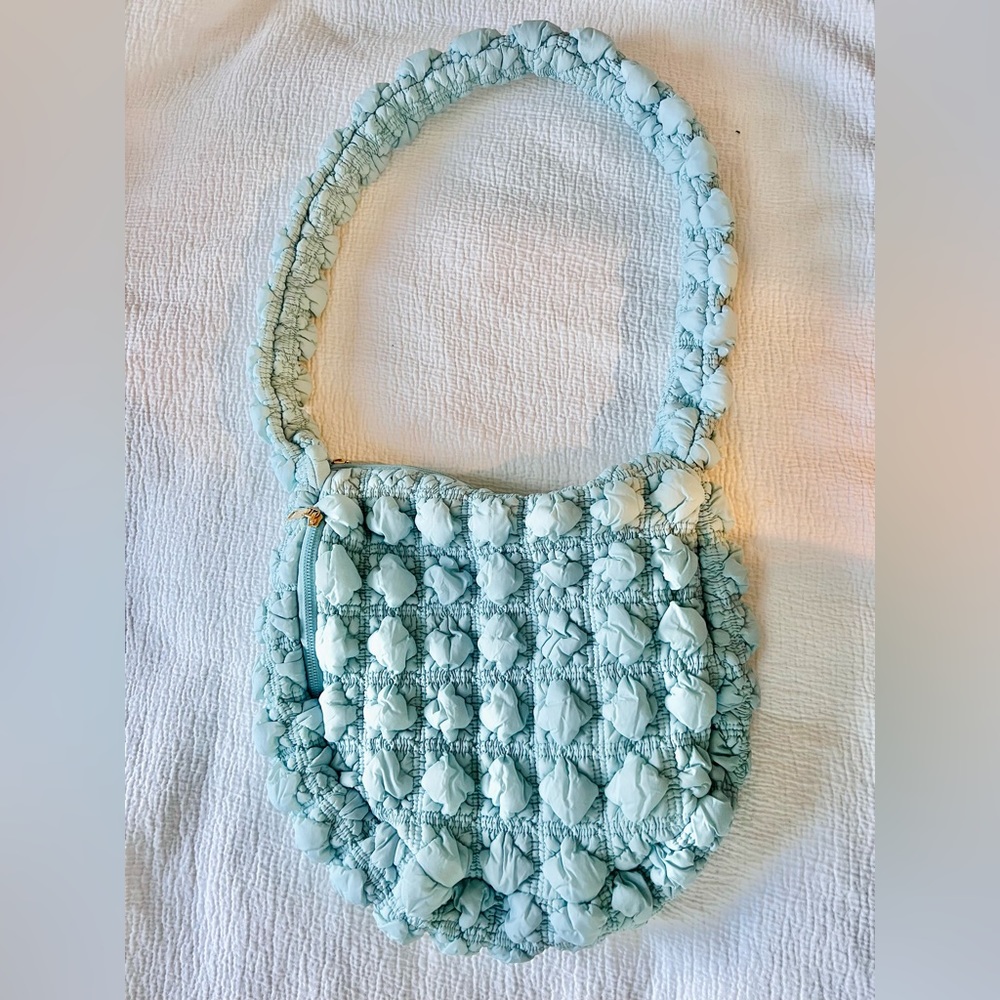 Quilted carryall bubble tote bag baby bag sling cloud bag puffer style w zipper